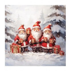Pacote com 20 Guardanapos 33x33cm de Papel Napkin Santa triplets triplas Mix